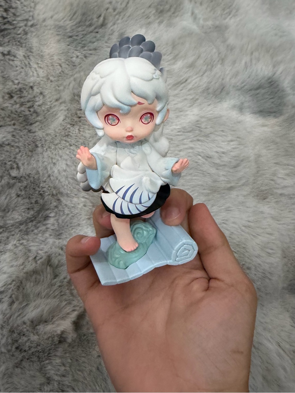 Cute White and Light Blue Fantasy Figurine - Kids Toy